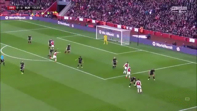 An incisive ball from Arsenal’s Mesut Özil indirectly leads to a goal for Pierre-Emerick Aubameyang against Burnley.